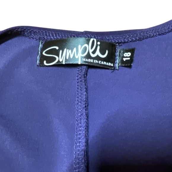 SYMPLI Deep Purple Asymetrical 3/4 Sleeve Tunic One Pocket MADE IN CANADA Sz 18 - Picture 4 of 8